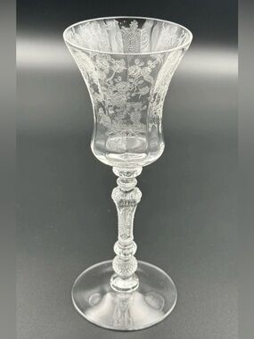 VINTAGE CAMBRIDGE GLASS 3500 ROSE POINT CLEAR ETCHED 7" CLARET WINE 1935-58